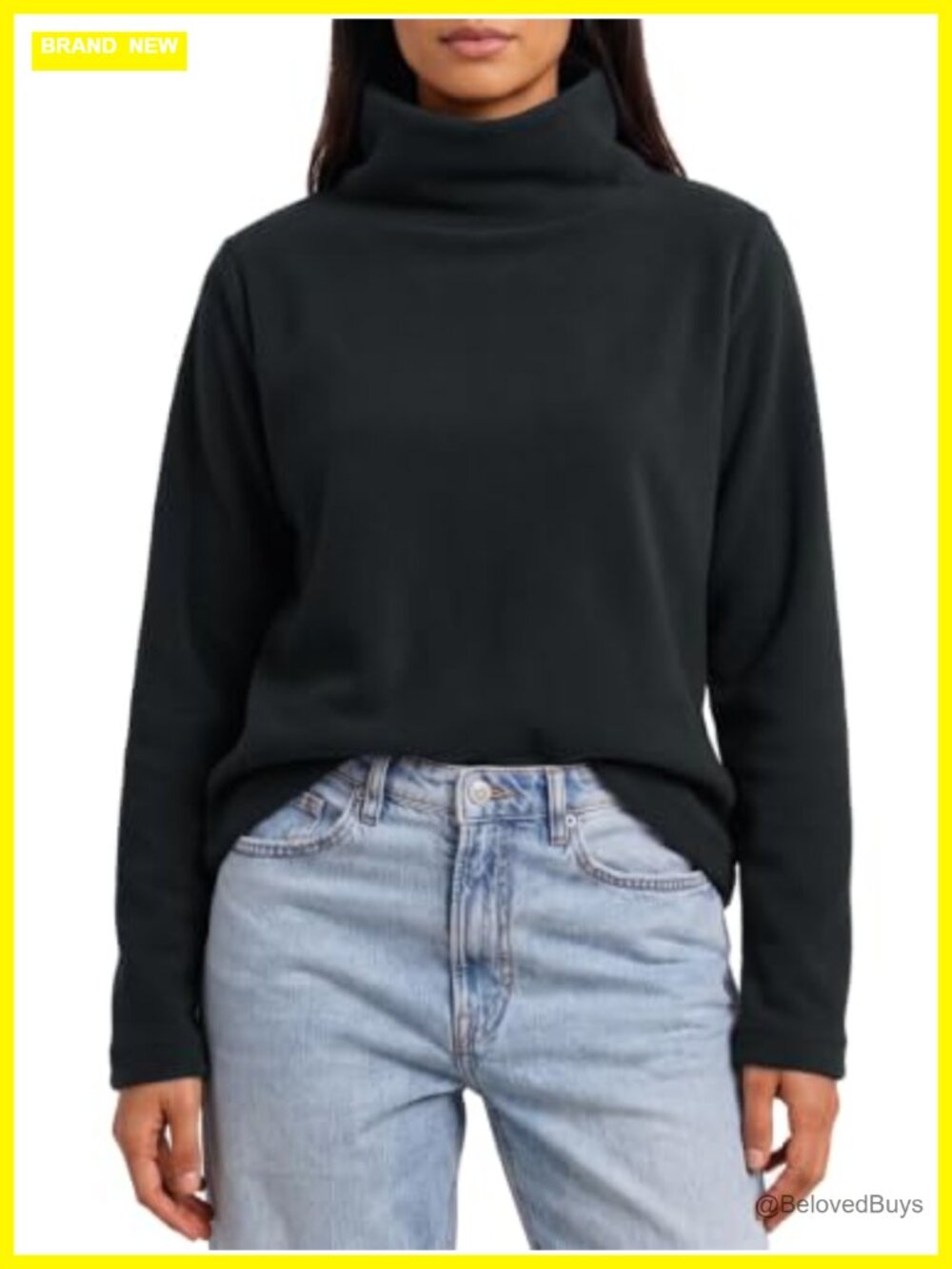 Fleece Turtleneck Pullover Sweatshirt Oversized Casual Top